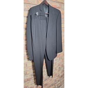 Mens 40L Kenneth Cole New York- classic black 2-Pc 100% wool suit- MINT! 34x31